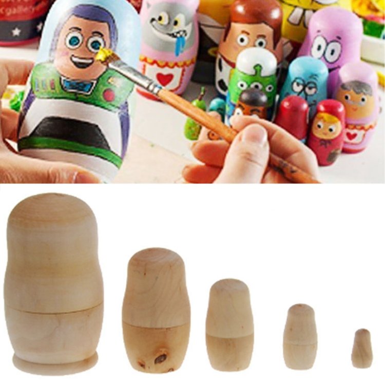 25PCS (5Sets) Creative DIY White Embryo Russian Five Layers of Dolls 25PCS (5Sets) Creative DIY White Embryo Russian Five Layers of Dolls