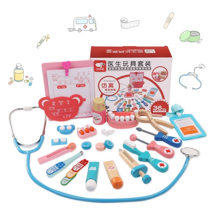 Wooden Child Early Learning Puzzle Doctor Role Playing Game Toy Bag Set Wooden Child Early Learning Puzzle Doctor Role Playing Game Toy Bag Set