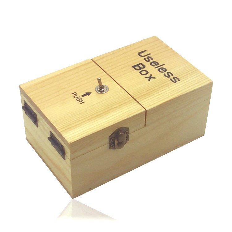 Creative Funny Present Useless Box Novel Wooden Anti-stress Toy(Dark Wood)… Creative Funny Present Useless Box Novel Wooden Anti-stress Toy(Dark Wood)…