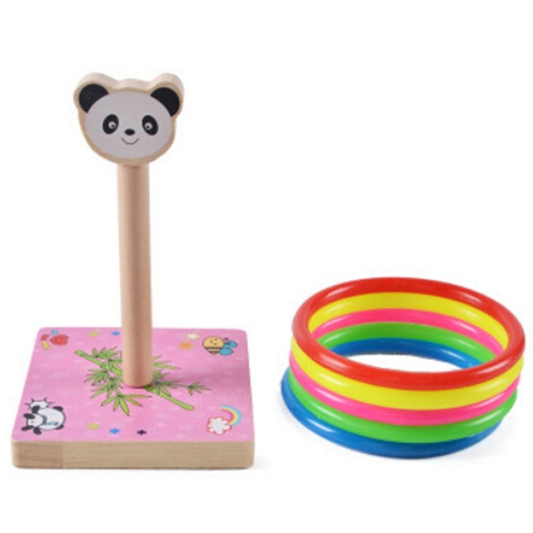 Kindergarten Children Wooden Panda Animal Throwing Ring Toss Games Activities…