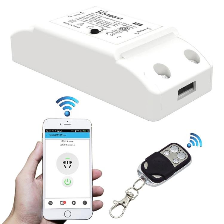 Sonoff 433MHz DIY WiFi Smart Wireless Remote Control Timer Module Power Switch with 4-keys Remote Control for Smart Home, Support iOS and Android