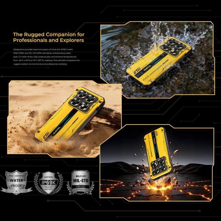Oukitel WP60 Rugged Phone, 12GB+512GB, Night Vision, 108MP Camera, Side Fingerprint, 7.2 inch And...