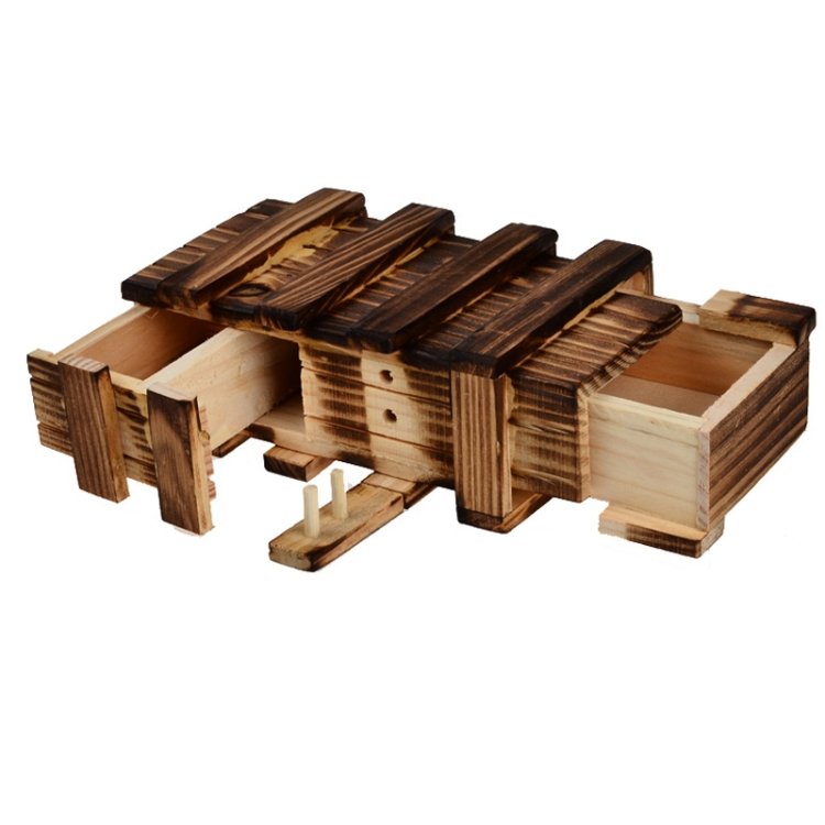 Magic Compartment Wooden Puzzle Box with Secret Drawer, Size: L Magic Compartment Wooden Puzzle Box with Secret Drawer, Size: L