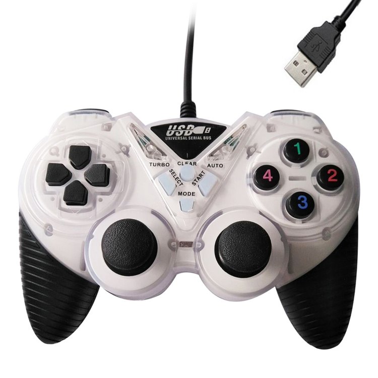 Wired Vibration Gamepad PC USB Controller Joystick Game Handle(White) Wired Vibration Gamepad PC USB Controller Joystick Game Handle(White)