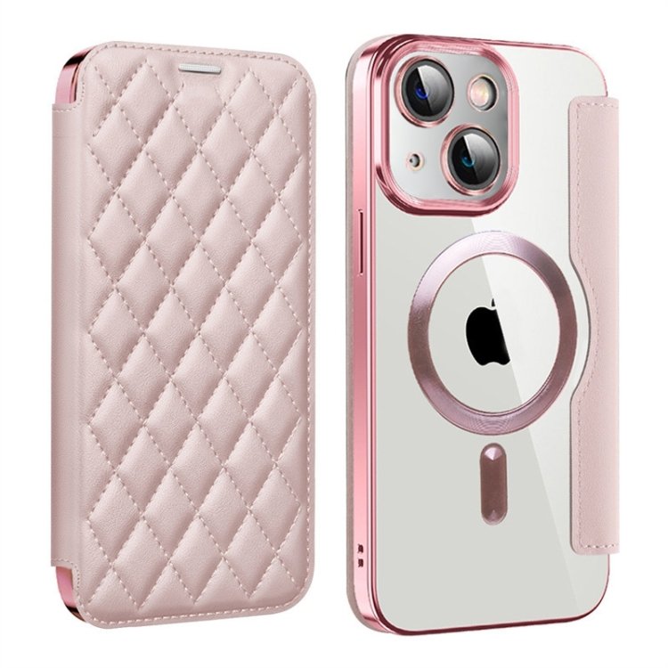 Shield Magsafe RFID Anti-theft Rhombus Leather Phone Case, For iPhone 14 Plus Shield Magsafe RFID Anti-theft Rhombus Leather Phone Case, For iPhone 14 Plus