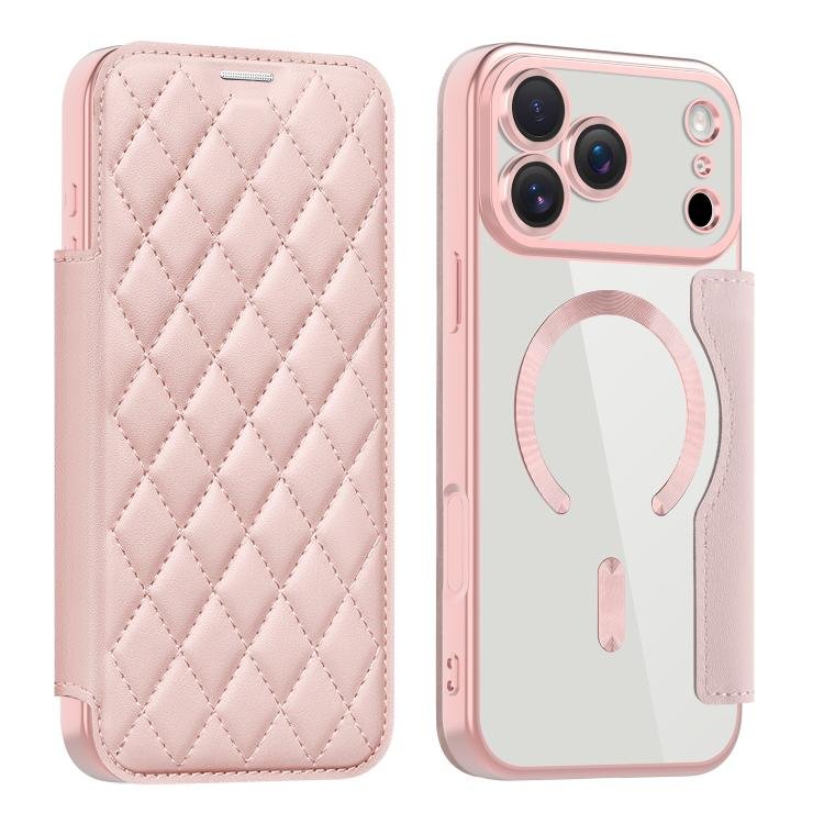 Shield Magsafe RFID Anti-theft Rhombus Leather Phone Case, For iPhone 17 Pro Max Shield Magsafe RFID Anti-theft Rhombus Leather Phone Case, For iPhone 17 Pro Max