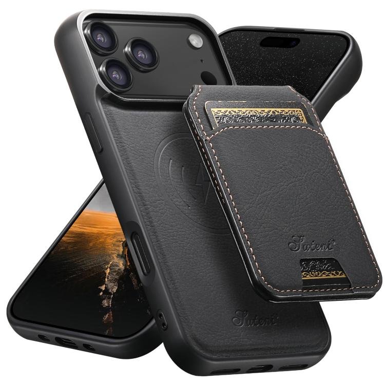 Suteni H16 Litchi Texture Leather Detachable Wallet Back Phone Case, For iPhone 17 Pro Max… Suteni H16 Litchi Texture Leather Detachable Wallet Back Phone Case, For iPhone 17 Pro Max…