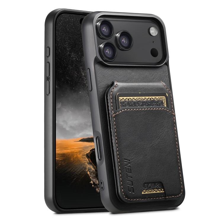 Suteni H02 Leather Wallet Stand Back Phone Case, For iPhone 17 Pro, For iPhone 17, For iPhone Air… Suteni H02 Leather Wallet Stand Back Phone Case, For iPhone 17 Pro, For iPhone 17, For iPhone Air…