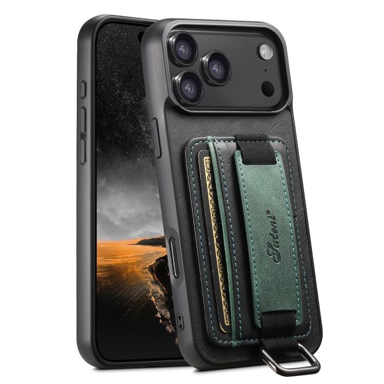 Suteni H13 Card Wallet Wrist Strap Holder PU Phone Case, For iPhone 17 Pro, For iPhone 17… Suteni H13 Card Wallet Wrist Strap Holder PU Phone Case, For iPhone 17 Pro, For iPhone 17…
