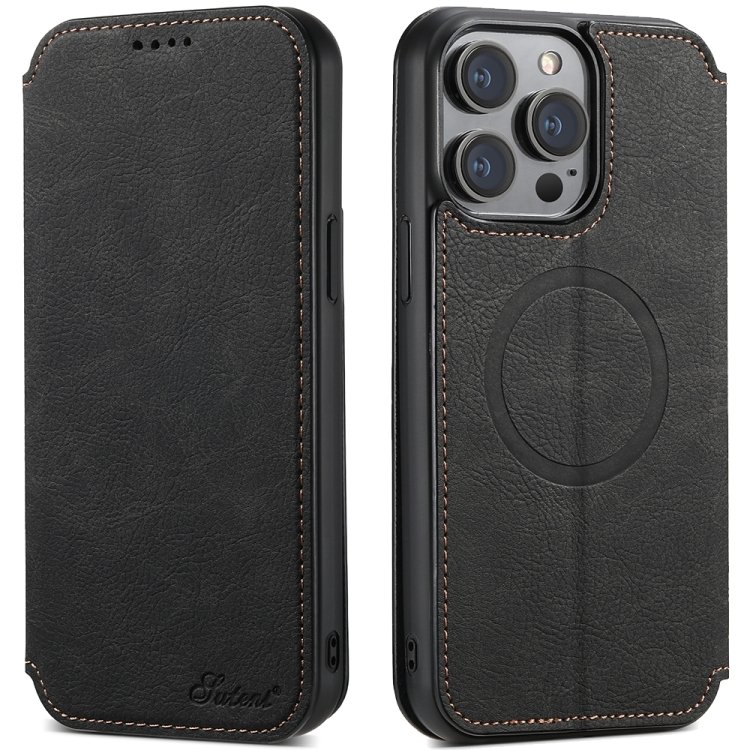 Suteni J06 Retro Matte Litchi Texture Leather MagSafe Phone Case, For iPhone 15 Pro… Suteni J06 Retro Matte Litchi Texture Leather MagSafe Phone Case, For iPhone 15 Pro…