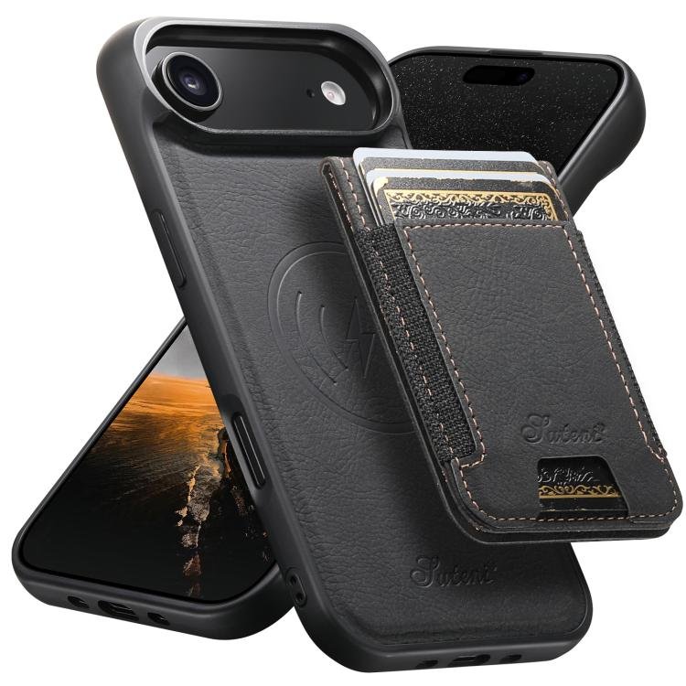 Suteni H17 Litchi Texture Leather MagSafe Detachable Wallet Phone Case, For iPhone Air… Suteni H17 Litchi Texture Leather MagSafe Detachable Wallet Phone Case, For iPhone Air…