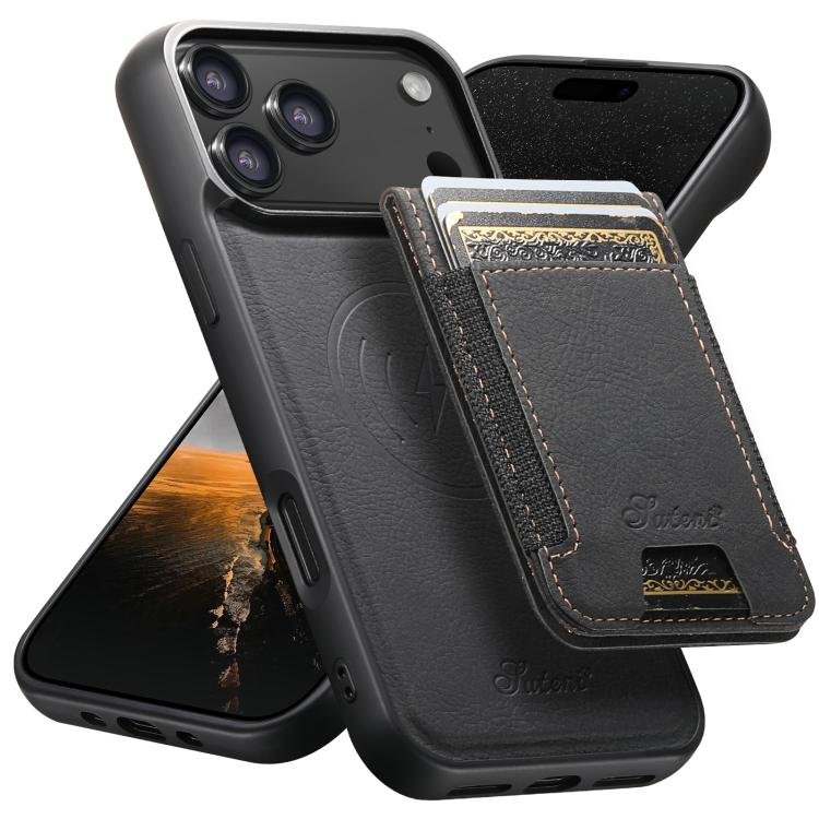 Suteni H17 Litchi Texture Leather MagSafe Detachable Wallet Phone Case, For iPhone 17 Pro Max… Suteni H17 Litchi Texture Leather MagSafe Detachable Wallet Phone Case, For iPhone 17 Pro Max…