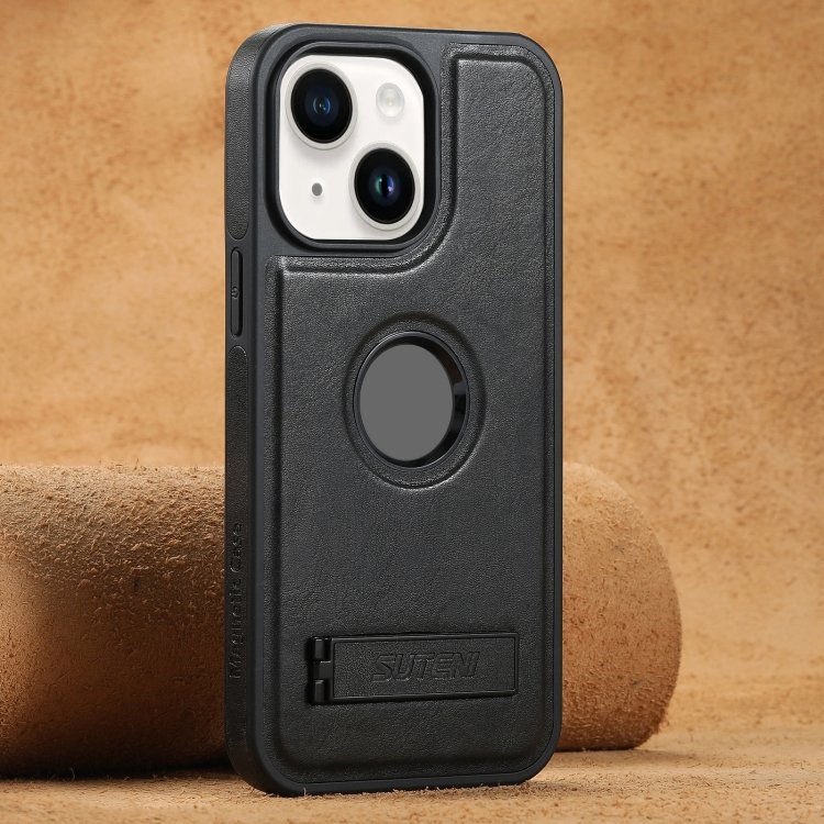 Suteni G2 Magsafe Oil Wax Leather Back Phone Case with Holder, For iPhone 14, For iPhone 14 Pro… Suteni G2 Magsafe Oil Wax Leather Back Phone Case with Holder, For iPhone 14, For iPhone 14 Pro…