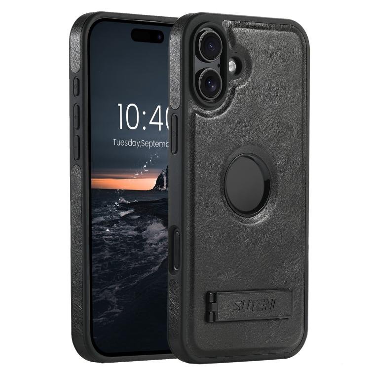 Suteni G2 Magsafe Oil Wax Leather Back Phone Case with Holder, For iPhone 18, For iPhone 18 Pro… Suteni G2 Magsafe Oil Wax Leather Back Phone Case with Holder, For iPhone 18, For iPhone 18 Pro…
