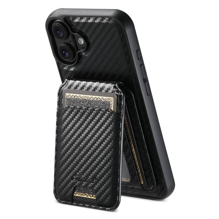 Suteni TXWH18 Carbon Fiber Texture Detachable Wallet MagSafe Phone Case, For iPhone 18…