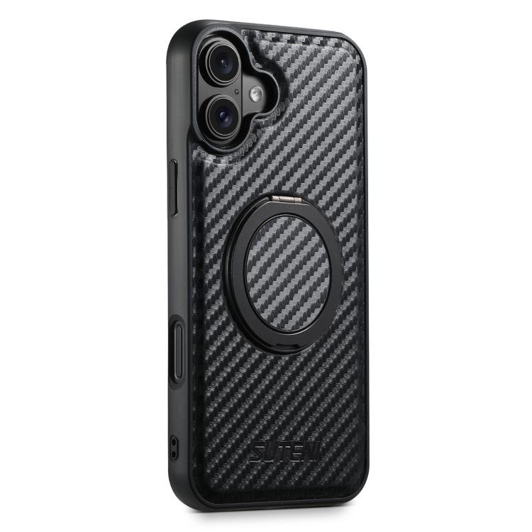 Suteni G3 Carbon Fiber Leather 360 Rotation Holder MagSafe Phone Case, For iPhone 18… Suteni G3 Carbon Fiber Leather 360 Rotation Holder MagSafe Phone Case, For iPhone 18…