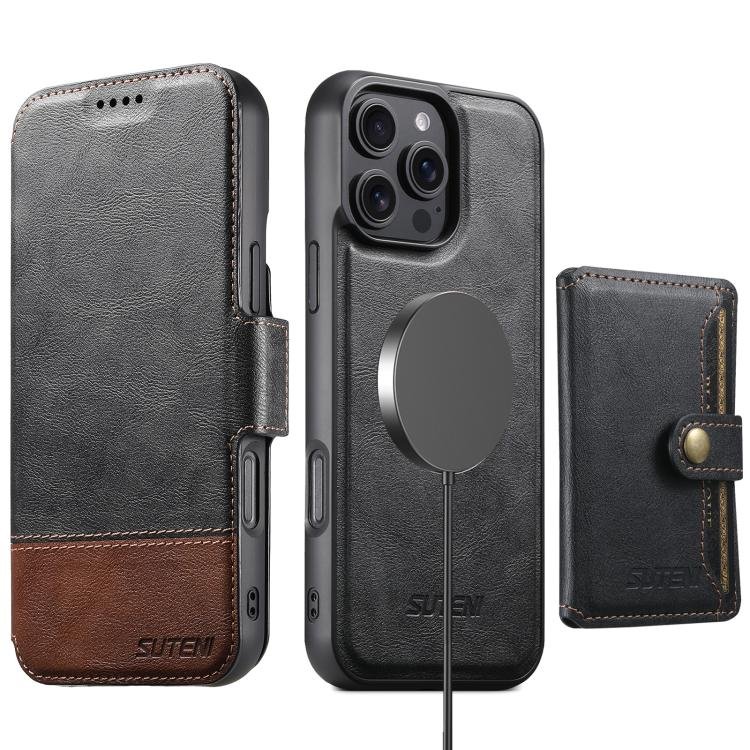 Suteni Q06S1 3-in-1 Splicing Detachable Wallet MagSafe Leather Phone Case, For iPhone 16 Pro… Suteni Q06S1 3-in-1 Splicing Detachable Wallet MagSafe Leather Phone Case, For iPhone 16 Pro…