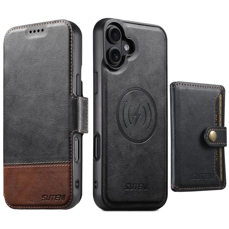Suteni Q06S1 3-in-1 Splicing Detachable Wallet MagSafe Leather Phone Case, For iPhone 18… Suteni Q06S1 3-in-1 Splicing Detachable Wallet MagSafe Leather Phone Case, For iPhone 18…
