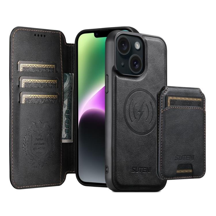 Suteni Q05S2 3-in-1 Detachable Vertical Flip Wallet MagSafe Leather Phone Case, For iPhone 14… Suteni Q05S2 3-in-1 Detachable Vertical Flip Wallet MagSafe Leather Phone Case, For iPhone 14…