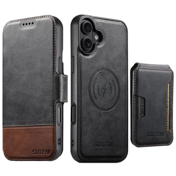 Suteni Q06S3 3-in-1 Splicing Detachable Vertical Flip Wallet MagSafe Leather Phone Case… Suteni Q06S3 3-in-1 Splicing Detachable Vertical Flip Wallet MagSafe Leather Phone Case…
