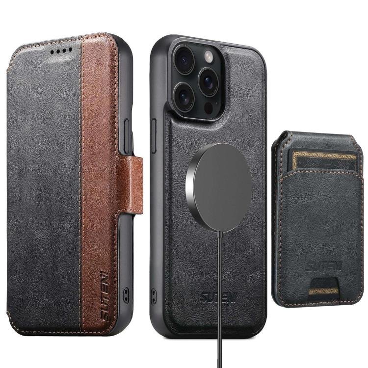 Suteni Q07S2 3-in-1 Detachable Vertical Flip Wallet MagSafe Splicing Leather Phone Case…