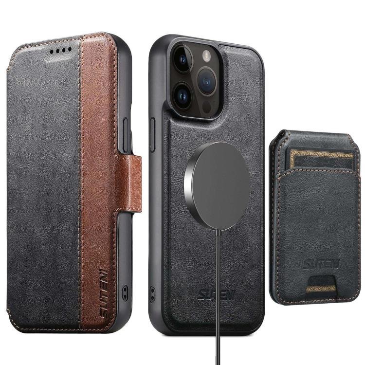 Suteni Q07S2 3-in-1 Detachable Vertical Flip Wallet MagSafe Splicing Leather Phone Case…