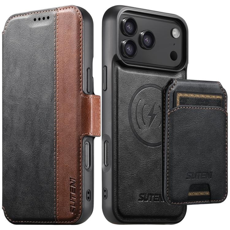 Suteni Q07S2 3-in-1 Detachable Vertical Flip Wallet MagSafe Splicing Leather Phone Case…