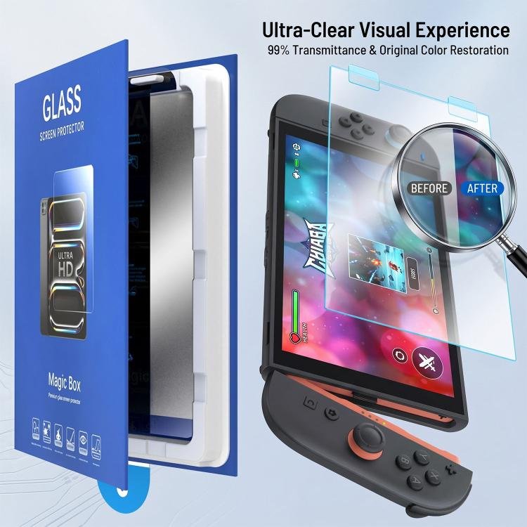 2pcs Book Box Dust-Free Chamber High-Definition Dust-Free Instant Game Console Tempered Glass Fil...