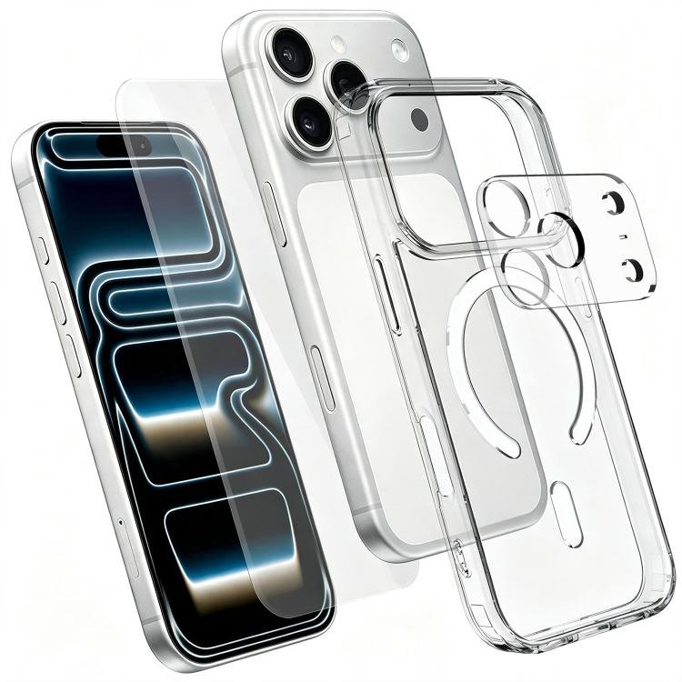 3 in 1 Set TPU + PC Clear Magnetic Phone Case with High Alumina Tempered Film… 3 in 1 Set TPU + PC Clear Magnetic Phone Case with High Alumina Tempered Film…