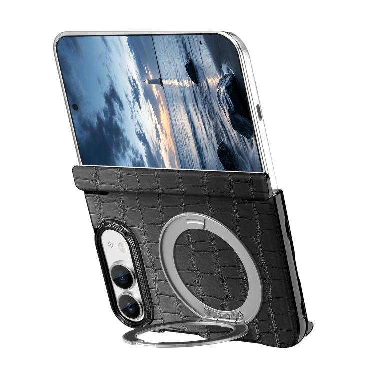 Retro Crocodile PU Dual-Hinge Magnetic Holder Phone Case, For iPhone Duo Retro Crocodile PU Dual-Hinge Magnetic Holder Phone Case, For iPhone Duo