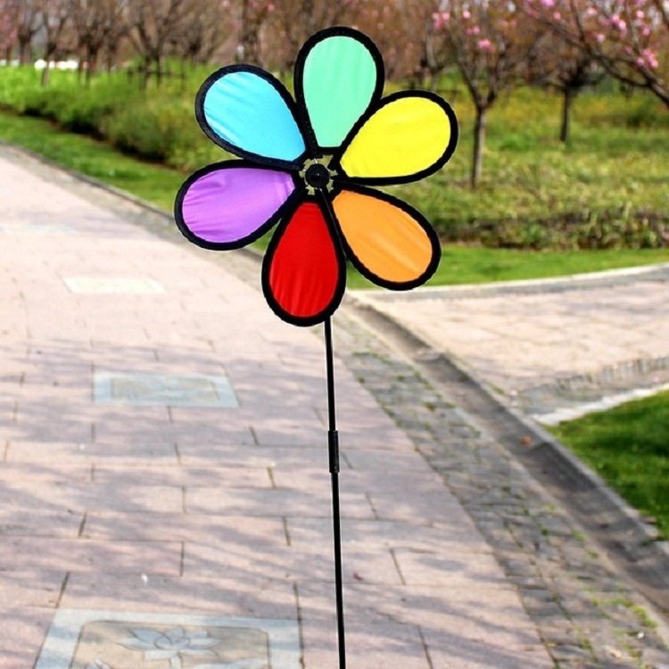 Outdoor Cloth Black Side Six Color Windmill Children Toys Garden Decoration Outdoor Cloth Black Side Six Color Windmill Children Toys Garden Decoration