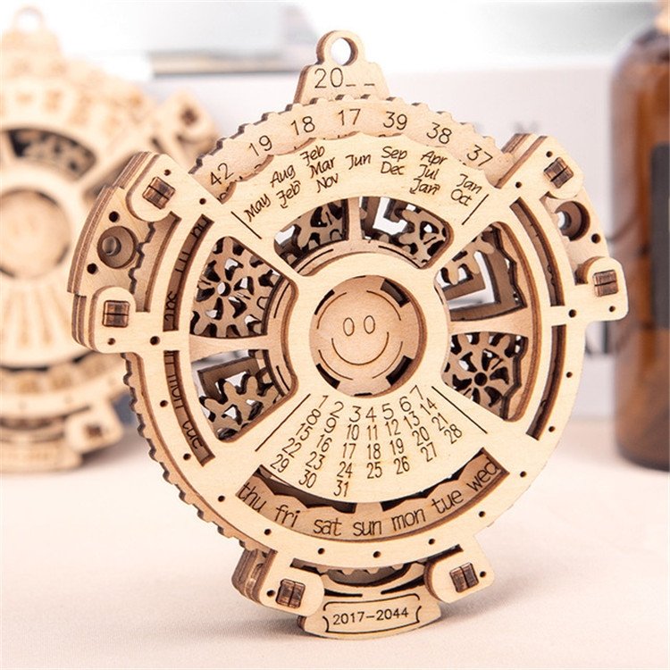 Children Wooden Mechanical Gear Perpetual Calendar 3D Puzzle Model DIY Assembled Toys Children Wooden Mechanical Gear Perpetual Calendar 3D Puzzle Model DIY Assembled Toys