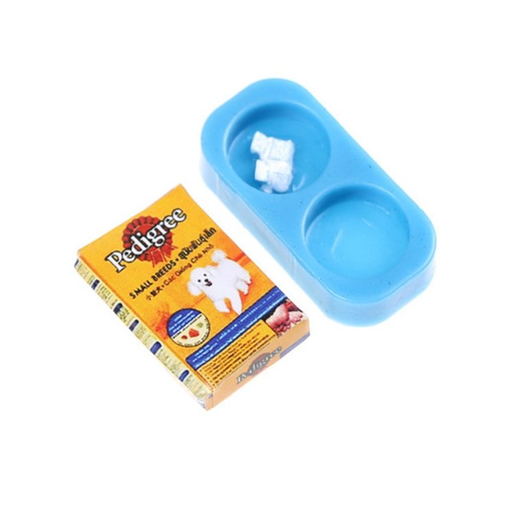 Doll House Mini Dog Cat Pet Food with Plate Simulation Furniture Model Toys Doll House Mini Dog Cat Pet Food with Plate Simulation Furniture Model Toys
