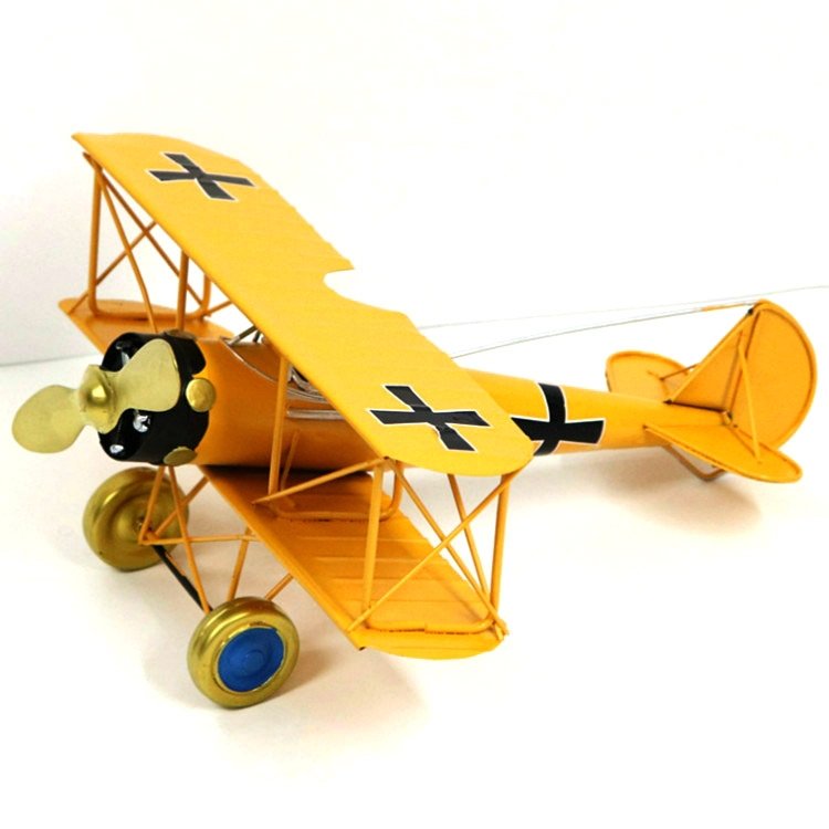 Home Decoration Ornaments Wrought Iron Crafts Retro Old Aircraft Model, Yello…