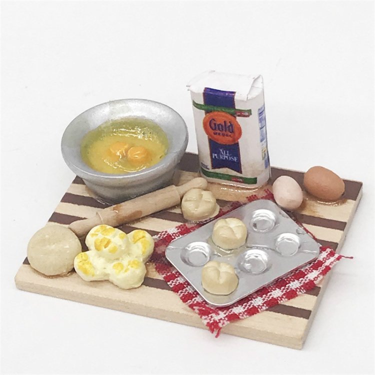 1:12 Mini House Toy Simulation Chopping Board Dessert Making Bread Table 1:12 Mini House Toy Simulation Chopping Board Dessert Making Bread Table