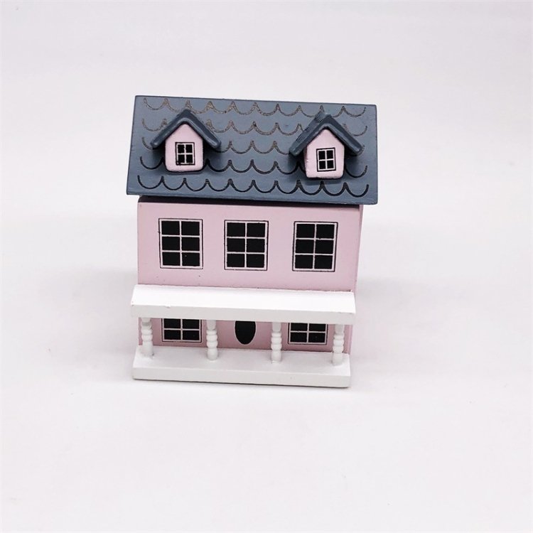 Dollhouse 1:12 Mini House Cute Pocket Villa, Pink, Blue Dollhouse 1:12 Mini House Cute Pocket Villa, Pink, Blue