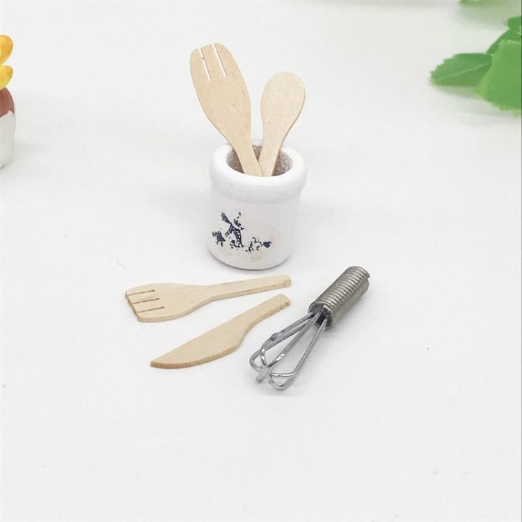 6 PCS / Set 1:12 Mini House Toy Simulation Eggbeater Pot Fork Set Kitchen Acc… 6 PCS / Set 1:12 Mini House Toy Simulation Eggbeater Pot Fork Set Kitchen Acc…