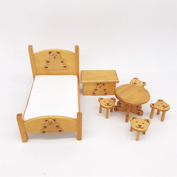 1:12 Mini Doll House Pocket Children Bedroom Small Bear Bed Set, Bear Bed Set 1:12 Mini Doll House Pocket Children Bedroom Small Bear Bed Set, Bear Bed Set