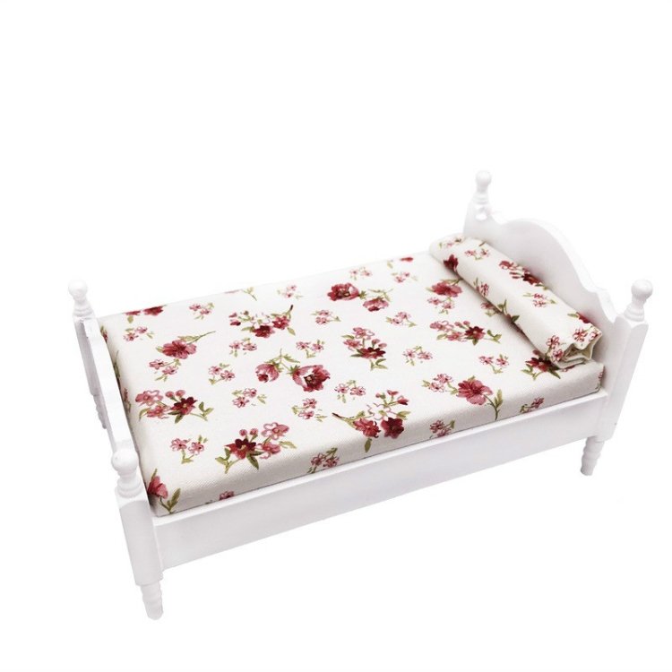 1:12 Mini House Toy Simulation Bedroom White Single Bed… 1:12 Mini House Toy Simulation Bedroom White Single Bed…