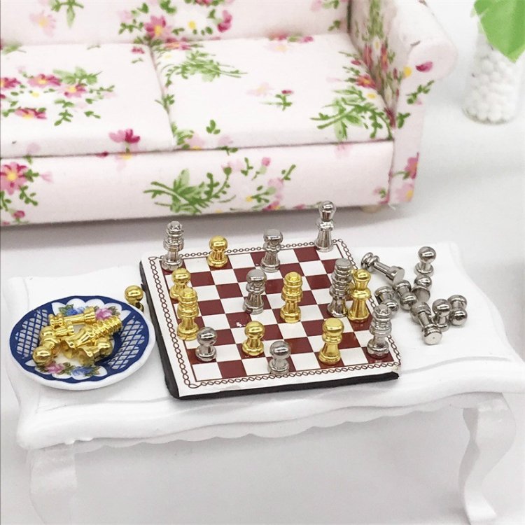 1:12 Mini House Toy Simulation Chess Model Scene Accessories, Chess 1:12 Mini House Toy Simulation Chess Model Scene Accessories, Chess