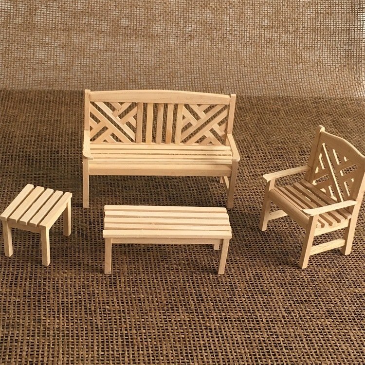 4 PCS / Set 1:12 Doll House Mini Furniture Model Outdoor Garden Chair Stool… 4 PCS / Set 1:12 Doll House Mini Furniture Model Outdoor Garden Chair Stool…