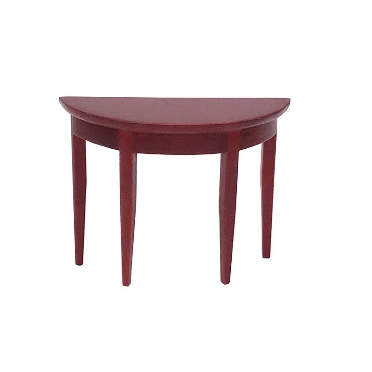 3 PCS 1:12 Mini Dollhouse Scene Decoration Mahogany Semi-circular Porch Table 3 PCS 1:12 Mini Dollhouse Scene Decoration Mahogany Semi-circular Porch Table