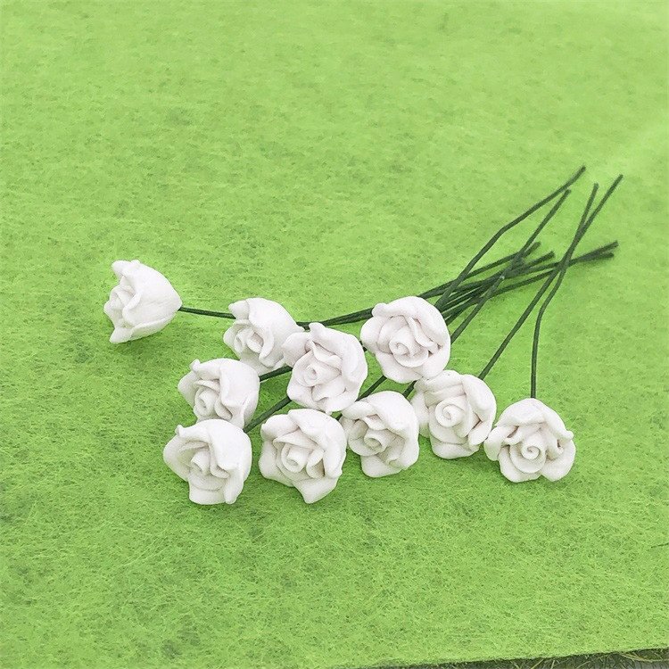 10 PCS 1:12 Mini Doll House Garden Bedroom Scene Decoration Roses, White 10 PCS 1:12 Mini Doll House Garden Bedroom Scene Decoration Roses, White