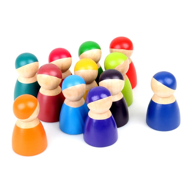 12 PCS / Set Rainbow Color Education Learning Children Wood Dolls Block Toys 12 PCS / Set Rainbow Color Education Learning Children Wood Dolls Block Toys