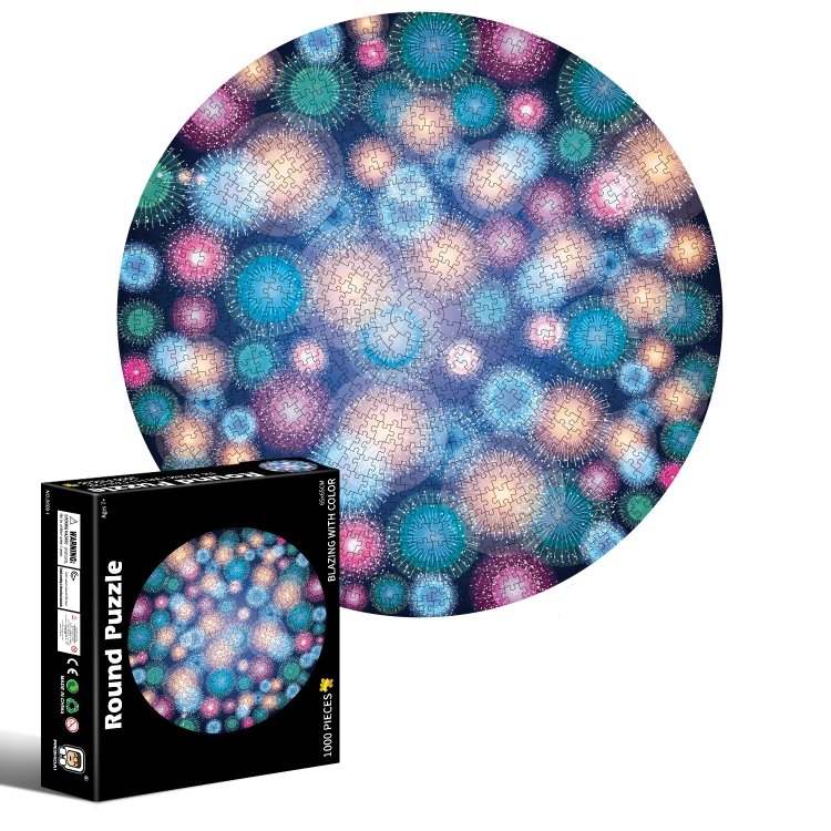 Round Shape Irregular Plane Puzzle Jigsaw Toy 1000 Pieces, Colorful Fireworks…