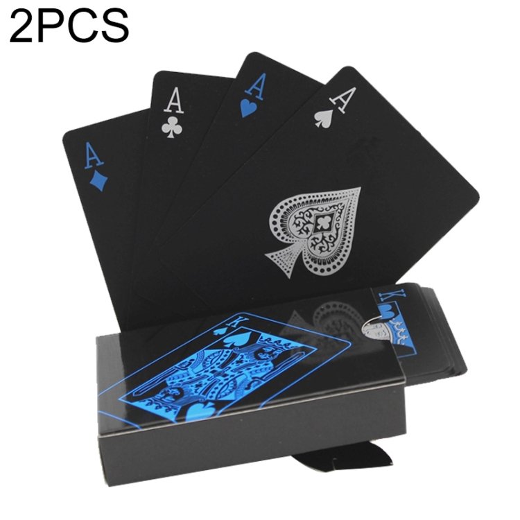 2 PCS Plastic PVC Poker Cards Waterproof Black Playing Cards Creative Gift Du… 2 PCS Plastic PVC Poker Cards Waterproof Black Playing Cards Creative Gift Du…