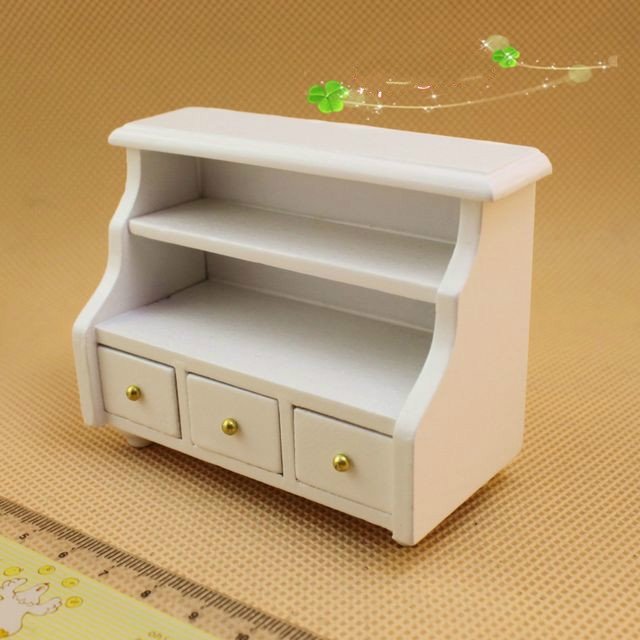 Dollhouse Mini Furniture Bathroom White Short Cabinet Towel Cabinet Model Dollhouse Mini Furniture Bathroom White Short Cabinet Towel Cabinet Model