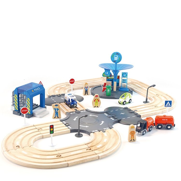 Multifunctional Wooden Police Station Road Track Set Baby Assembling Building Blocks Educational Early Education Toys Multifunctional Wooden Police Station Road Track Set Baby Assembling Building Blocks Educational Early Education Toys