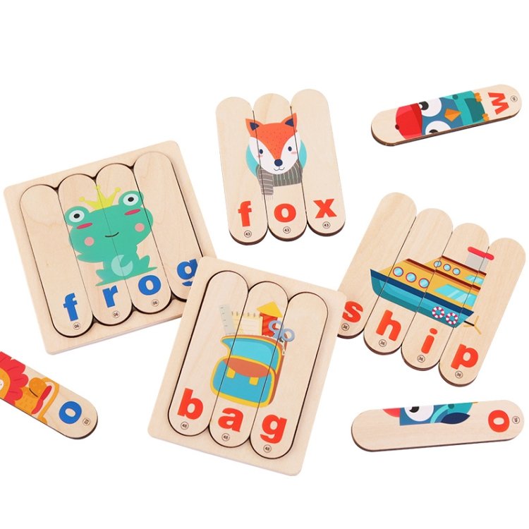 Wooden Bar Puzzles Kindergarten Spelling Words Ice Cream Stick English Learning Toy Wooden Bar Puzzles Kindergarten Spelling Words Ice Cream Stick English Learning Toy