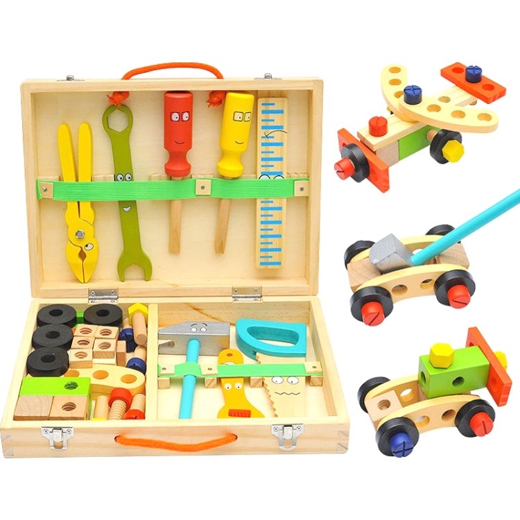 Wooden Simulation DIY Children Cartoon Toolbox Toys Play House Early Education Toys Wooden Simulation DIY Children Cartoon Toolbox Toys Play House Early Education Toys
